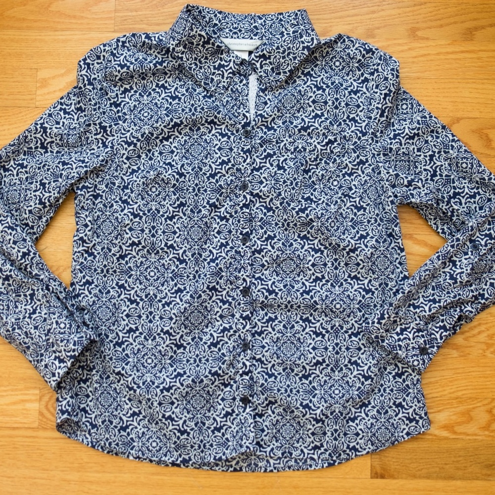 Christopher & Banks Bold Print Button Down Blouse